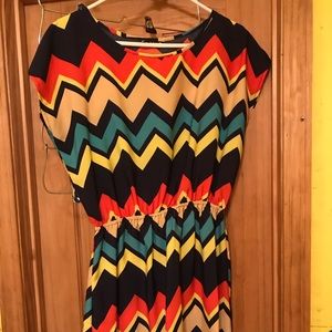 Chevron dress with high low hem
